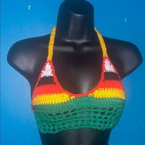 Knit Heru Striped Crochet Halter Top